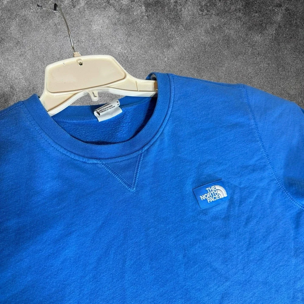 The North Face Mens M Blue Crewneck Sweatshirt Heritage Patch Fleece Pullover